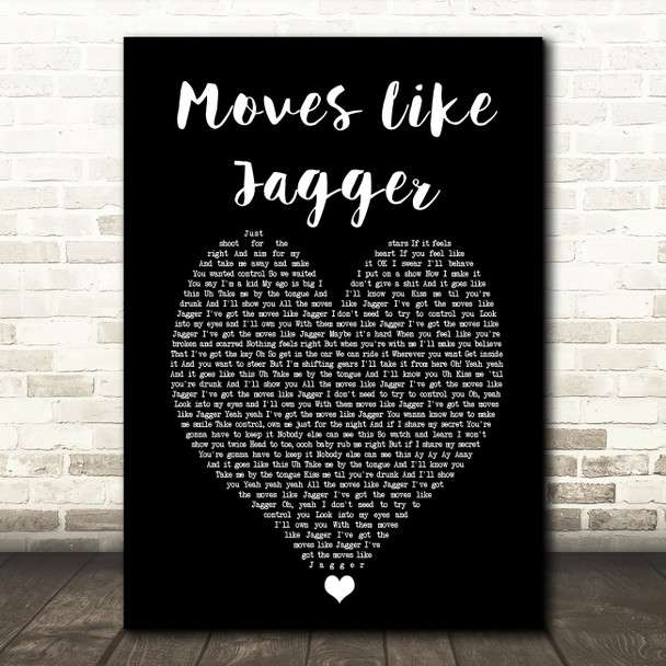 Maroon 5 Moves Like Jagger Black Heart Song Lyric Print