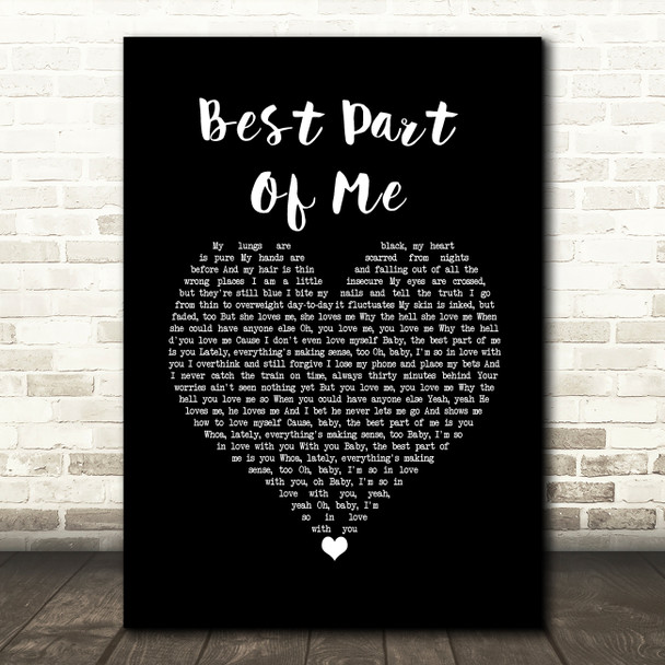 Ed Sheeran feat. YEBBA Best Part Of Me Black Heart Song Lyric Print