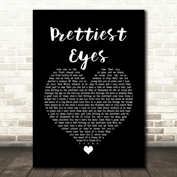 The Beautiful South Prettiest Eyes Black Heart Song Lyric Print