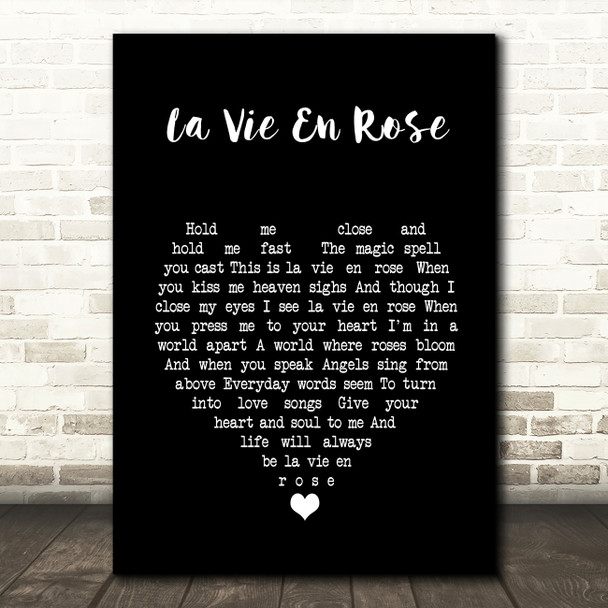 Louis Armstrong La Vie En Rose Black Heart Song Lyric Print