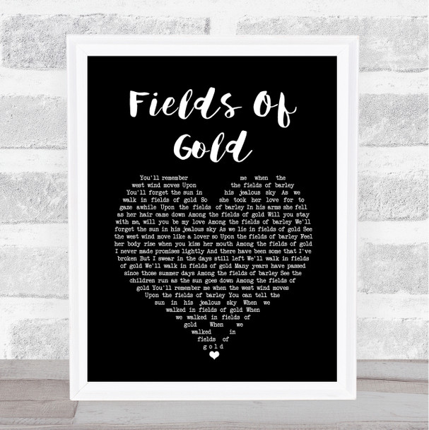 Sting Fields Of Gold Black Heart Song Lyric Print