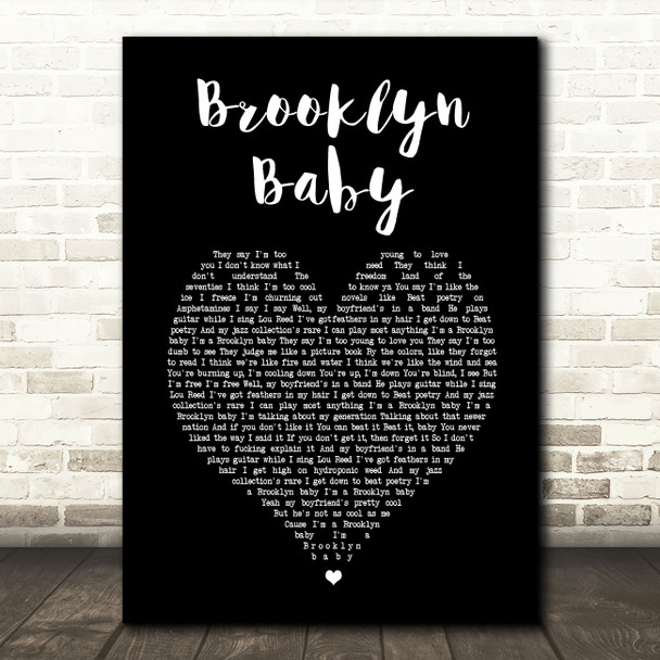 Lana Del Rey Brooklyn Baby Black Heart Song Lyric Print