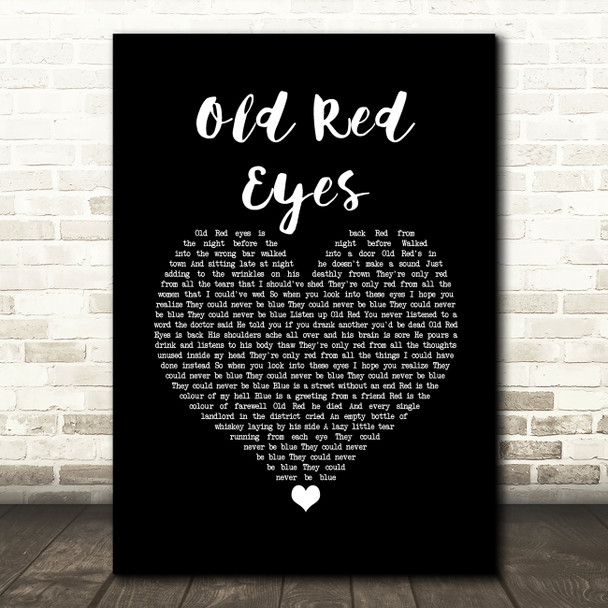 The Beautiful South Old Red Eyes Black Heart Song Lyric Print