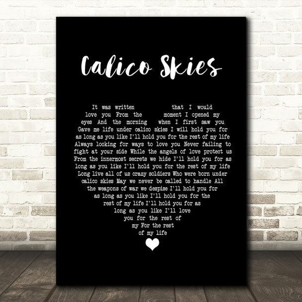 Paul McCartney Calico Skies Black Heart Song Lyric Print