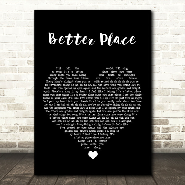 Rachel Platten Better Place Black Heart Song Lyric Print