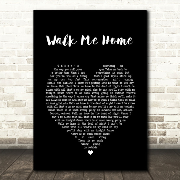 Pink Walk Me Home Black Heart Song Lyric Print