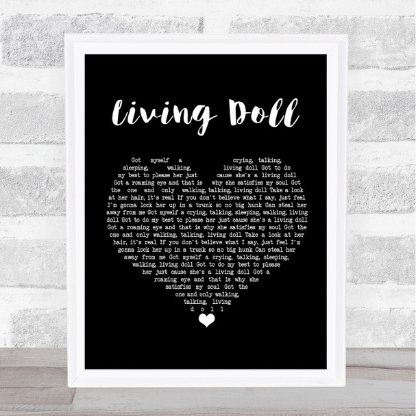 Cliff Richard and The Drifters Living Doll Black Heart Song Lyric Print