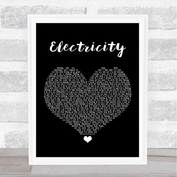 Silk City & Dua Lipa Electricity Black Heart Song Lyric Print