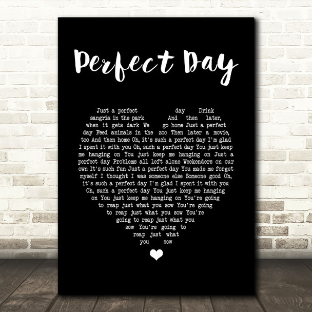 Lou Reed Perfect Day Black Heart Song Lyric Print