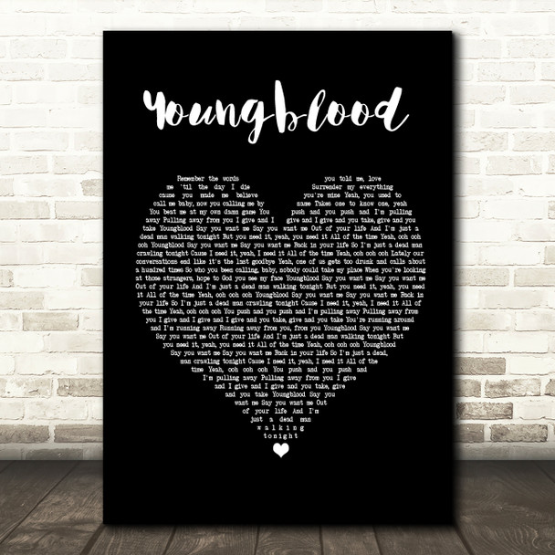 5 Seconds Of Summer Youngblood Black Heart Song Lyric Print