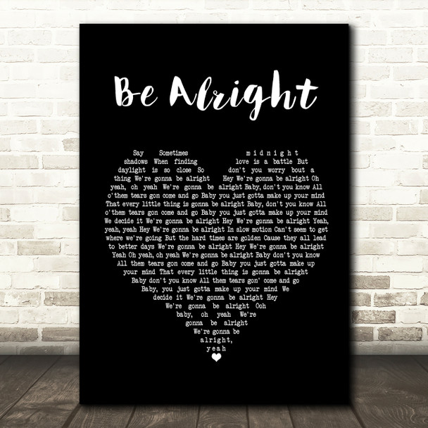 Ariana Grande Be Alright Black Heart Song Lyric Print