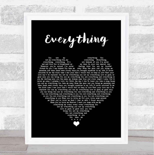 Mary J Blige Everything Black Heart Song Lyric Print