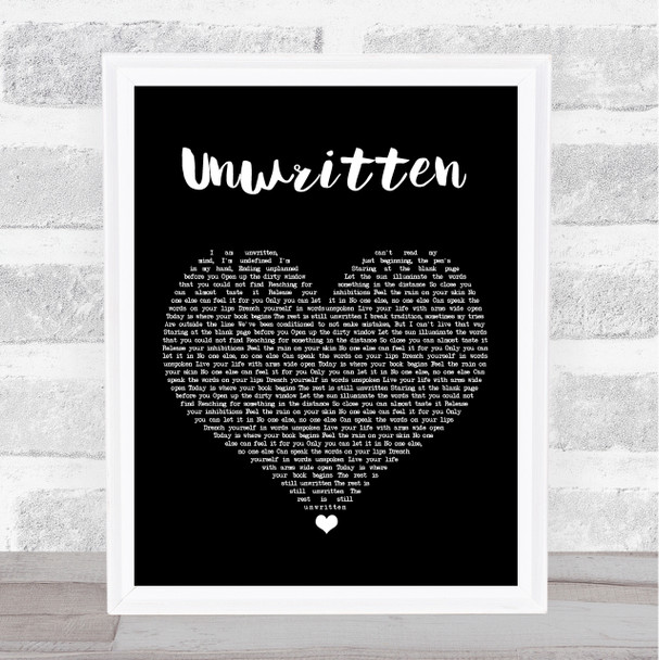 Natasha Bedingfield Unwritten Black Heart Song Lyric Print