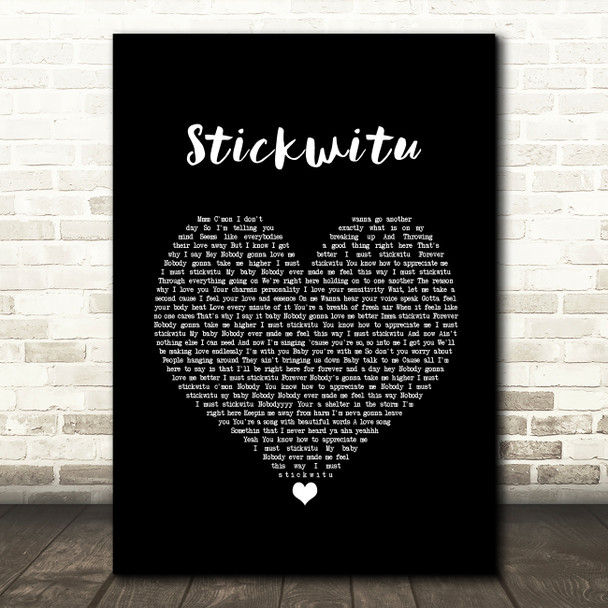 The Pussycat Dolls Stickwitu Black Heart Song Lyric Print