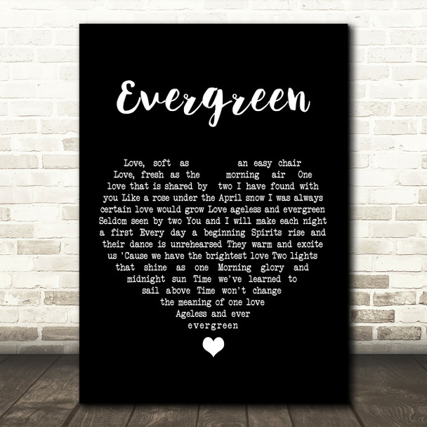 Barbra Streisand Evergreen Black Heart Song Lyric Print