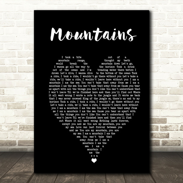 Biffy Clyro Mountains Black Heart Song Lyric Print