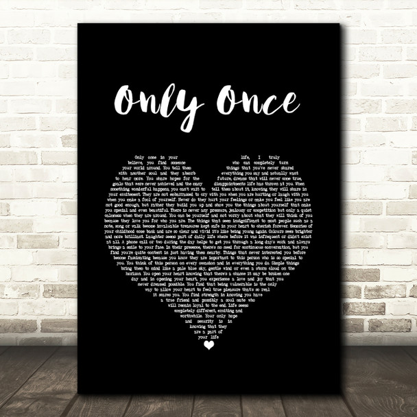 Bob Marley Only Once Black Heart Song Lyric Print
