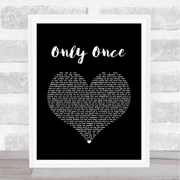 Bob Marley Only Once Black Heart Song Lyric Print