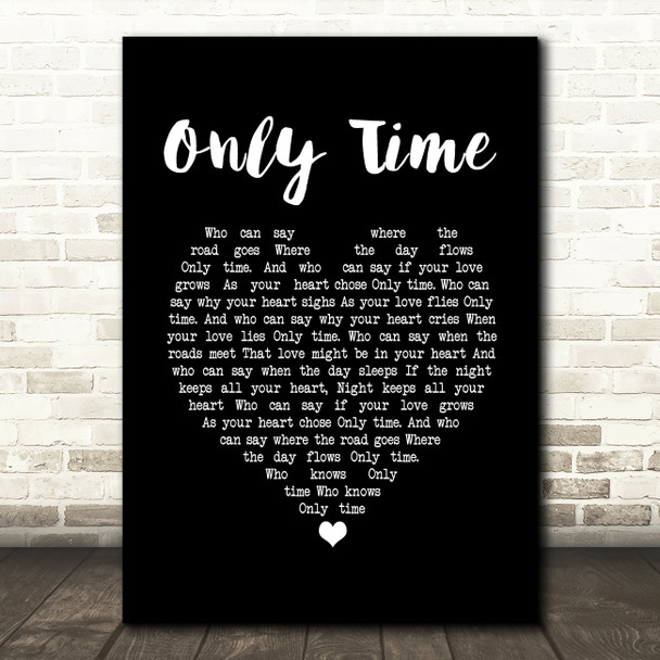 Enya Only Time Black Heart Song Lyric Print