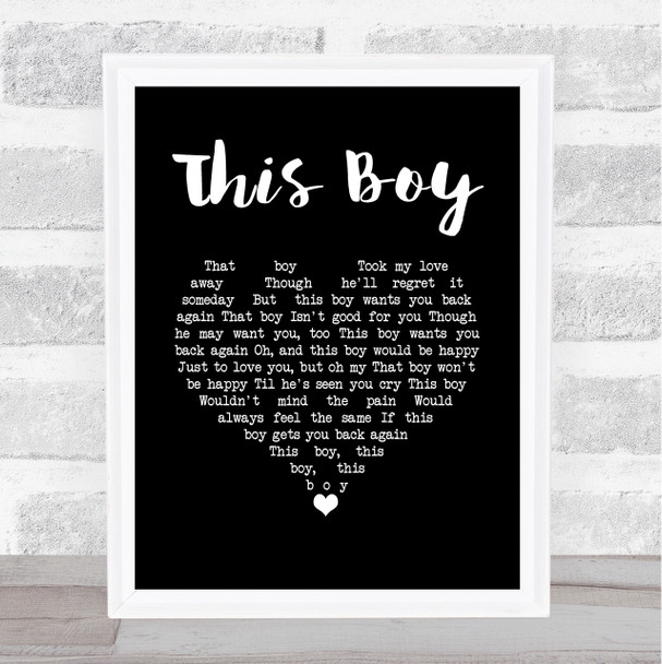 The Beatles This Boy Black Heart Song Lyric Print