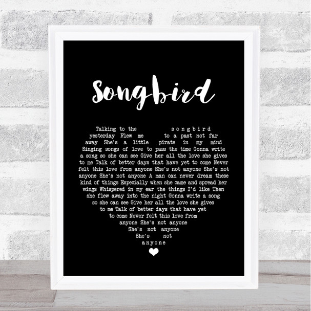 Oasis Songbird Black Heart Song Lyric Print