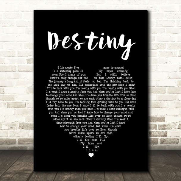 Zero 7 Destiny Black Heart Song Lyric Print