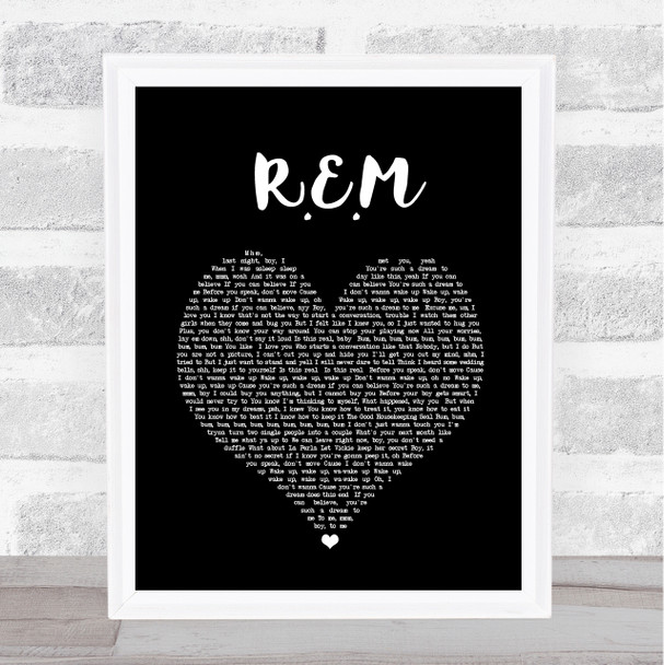 Ariana Grande R.E.M. Black Heart Song Lyric Print