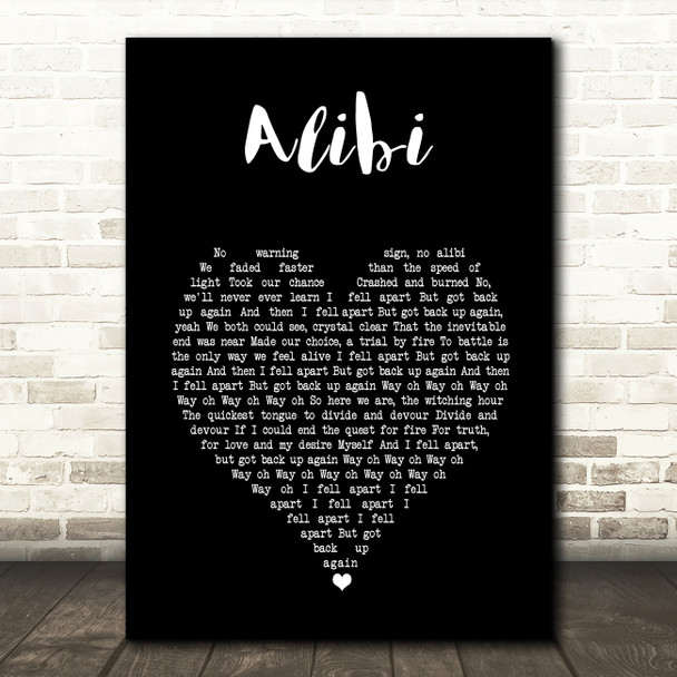 Thirty Seconds to Mars Alibi Black Heart Song Lyric Print