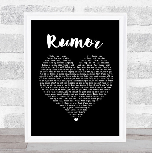 Lee Brice Rumor Black Heart Song Lyric Print