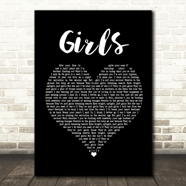 The 1975 Girls Black Heart Song Lyric Print