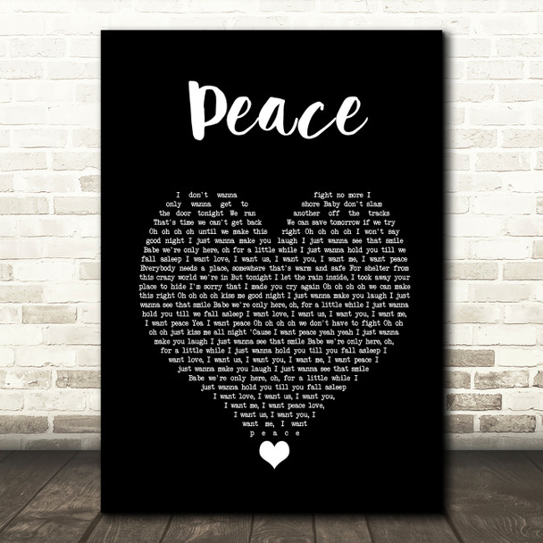 O.A.R. Peace Black Heart Song Lyric Print