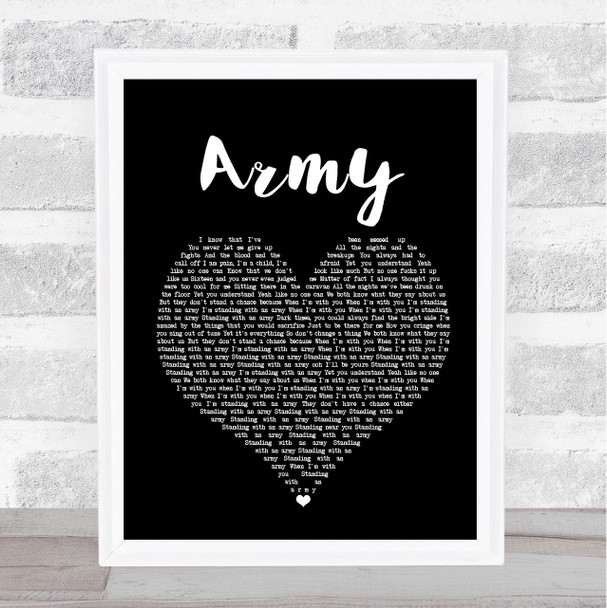 Ellie Goulding Army Black Heart Song Lyric Print