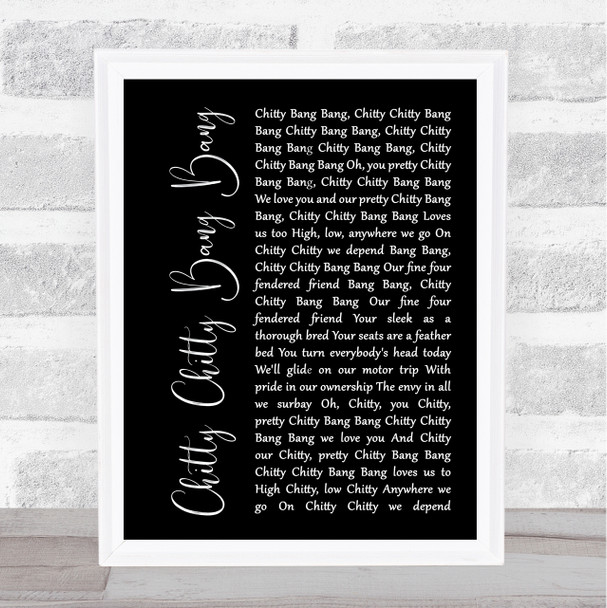 Dick Van Dyke Chitty Chitty Bang Bang Black Script Song Lyric Print