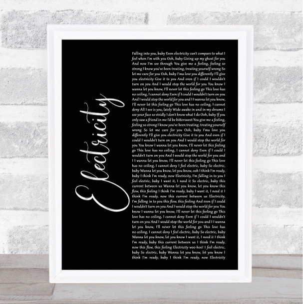 Silk City & Dua Lipa Electricity Black Script Song Lyric Print