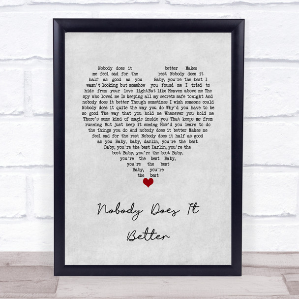Carly Simon Nobody Does It Better Grey Heart Song Lyric Print