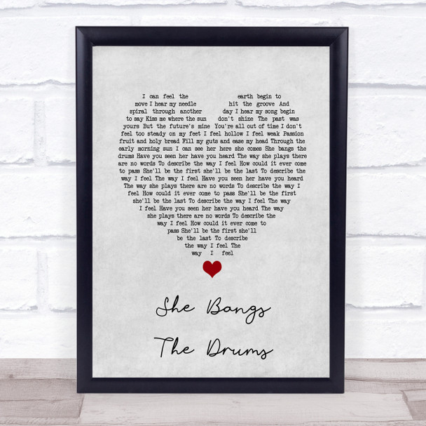 The Stone Roses She Bangs The Drums Grey Heart Song Lyric Print