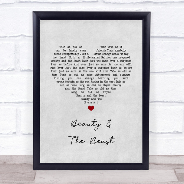Celine Dion, Peabo Bryson Beauty & The Beast Grey Heart Song Lyric Print