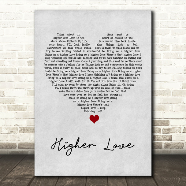 Steve Winwood Higher Love Grey Heart Song Lyric Print