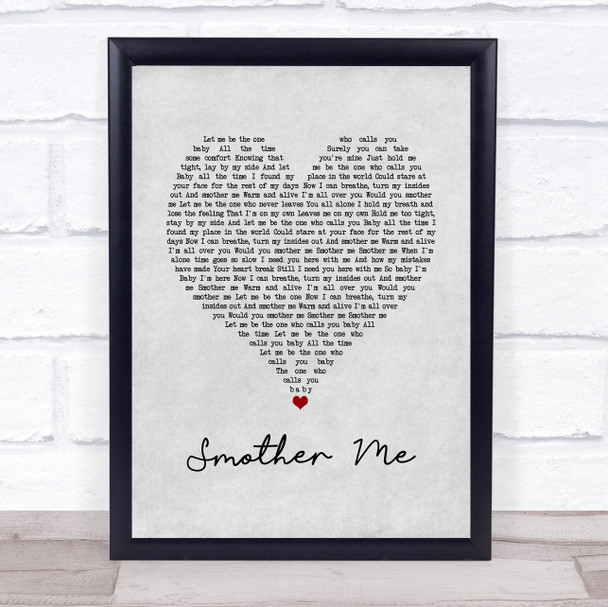 The Used Smother Me Grey Heart Song Lyric Print