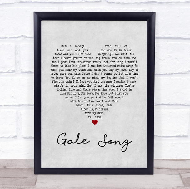 The Lumineers Gale Song Grey Heart Song Lyric Print