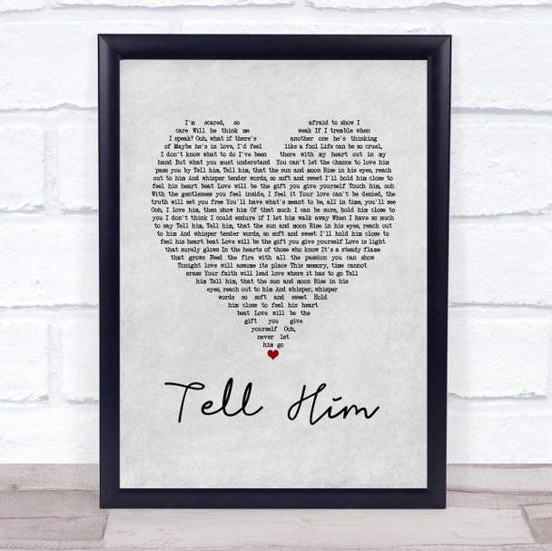Céline Dion & Barbra Streisand Tell Him Grey Heart Song Lyric Print