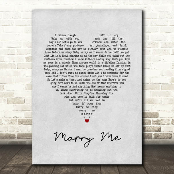 Amanda Marshall Marry Me Grey Heart Song Lyric Print