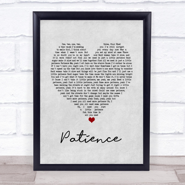 Guns N Roses Patience Grey Heart Song Lyric Print