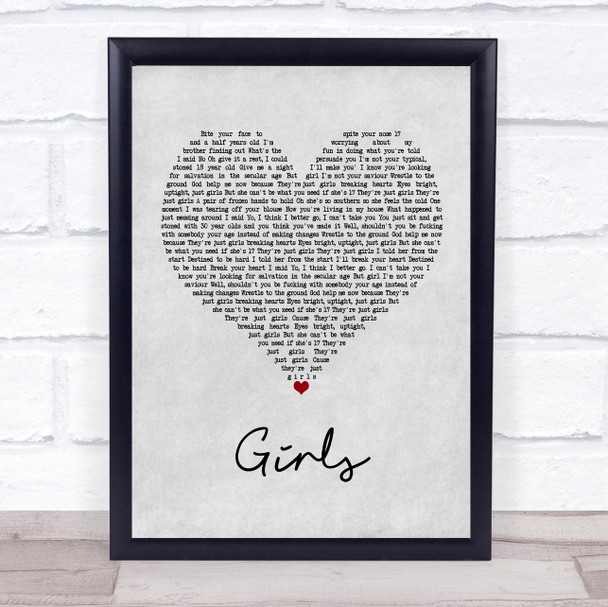 The 1975 Girls Grey Heart Song Lyric Print