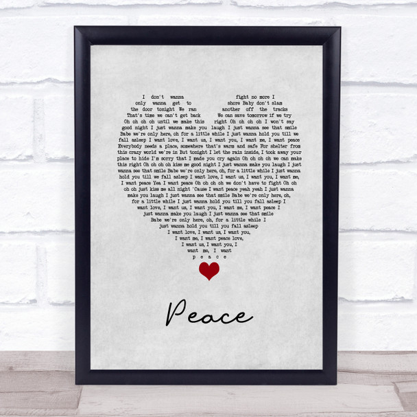 O.A.R. Peace Grey Heart Song Lyric Print