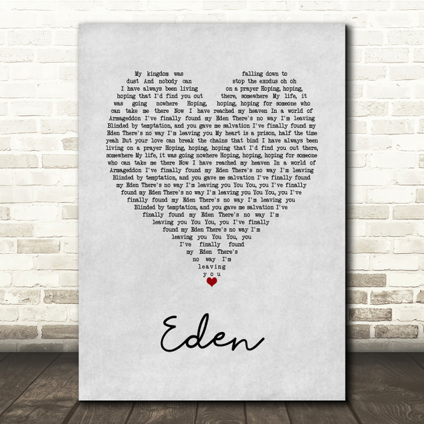 The Script Eden Grey Heart Song Lyric Print