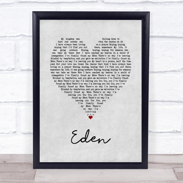 The Script Eden Grey Heart Song Lyric Print