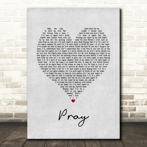 Take That Pray Grey Heart Song Lyric Print