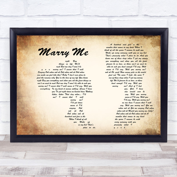Jason Derulo Marry Me Man Lady Couple Song Lyric Print