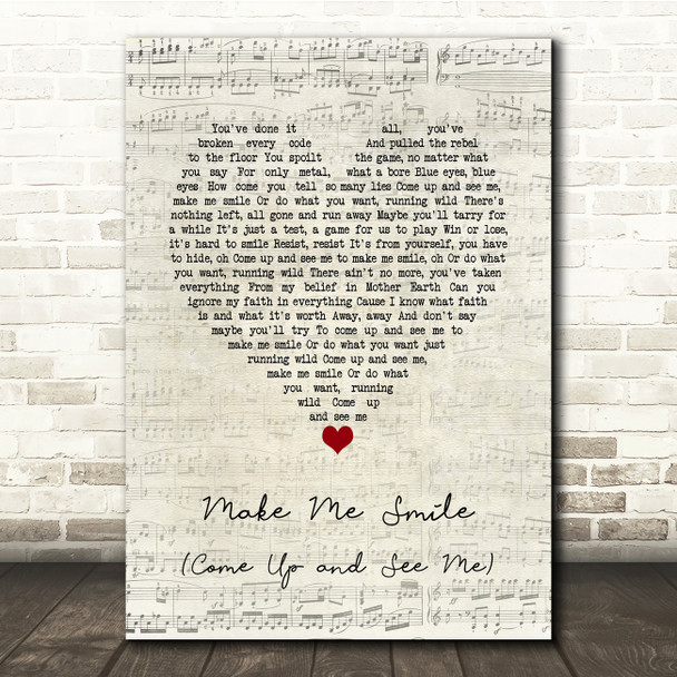 Steve Harley Make Me Smile (Come Up and See Me) Script Heart Song Lyric Print